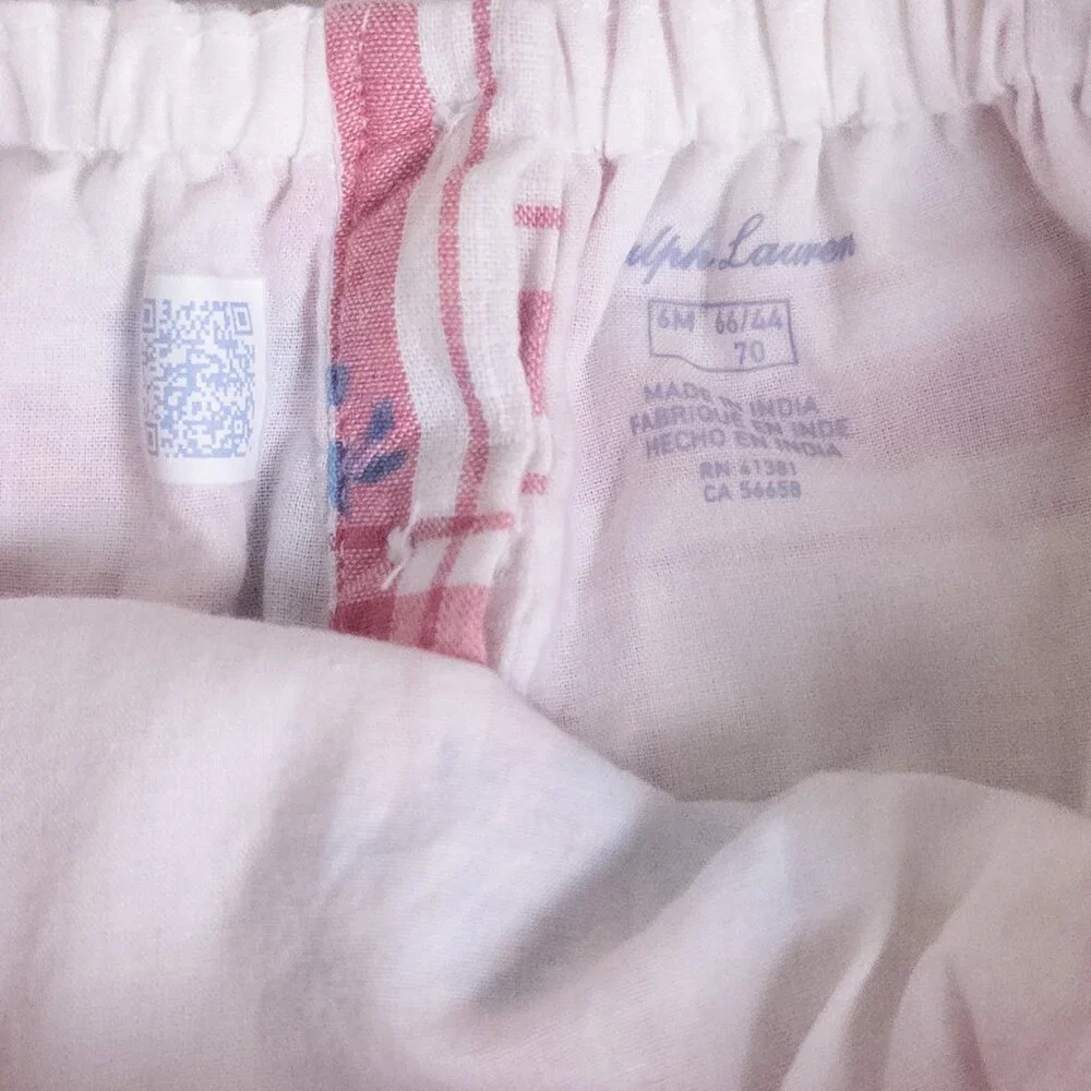 Ralph Lauren Cotton Plaid Floral One-Piece Dobby Romper Red White Baby‎ Sz 6m